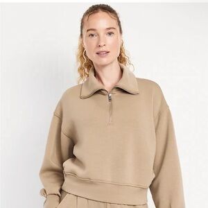 Old Navy Women's Tan Half-Zip Sweatshirt Pullover
